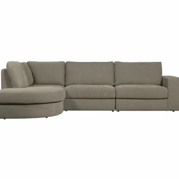 New WOOOD Family Hoekbank Ronding Links Warm Grijs