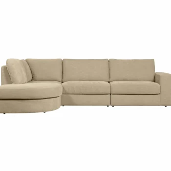 Best WOOOD Family Hoekbank Ronding Links Zand