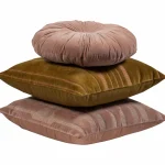 Discount WOOOD Feis Kussens Velvet Roze/naturel - Set Van 3