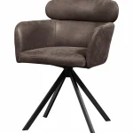 Best WOOOD Fenne Draaibare Eetkamerstoel Leerlook Zwart/grijs