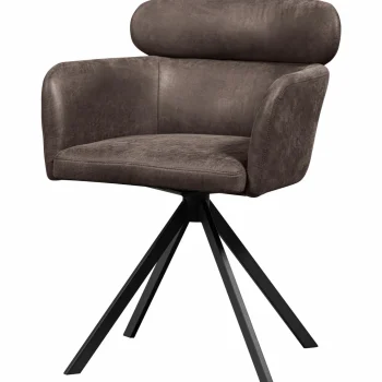 Best WOOOD Fenne Draaibare Eetkamerstoel Leerlook Zwart/grijs