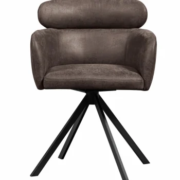 Best WOOOD Fenne Draaibare Eetkamerstoel Leerlook Zwart/grijs