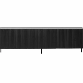 Hot WOOOD Grand Gravure Tv Meubel Grenen Zwart