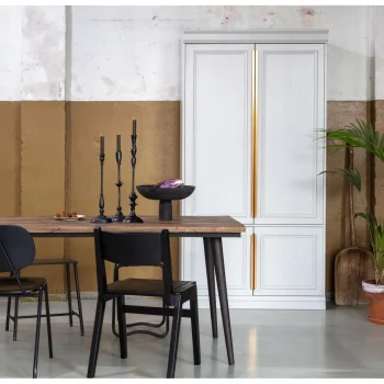 Outlet WOOOD Guild Tafel Naturel Met Zwart Onderstel 220x90 Cm