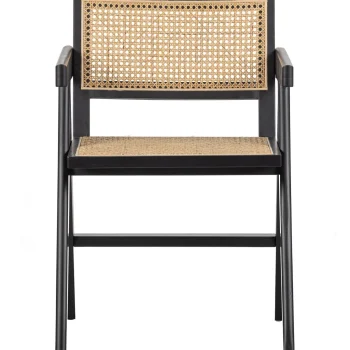 Hot WOOOD Gunn Eetkamerstoel Rattan/hout Zwart