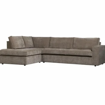 Outlet WOOOD Hajo Hoekbank Links Ribstof Taupe