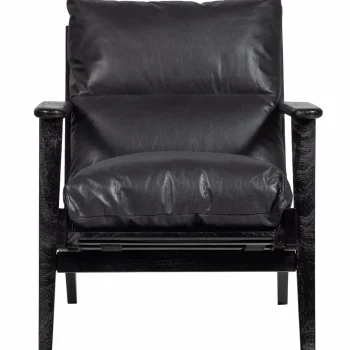 Sale WOOOD Houston Fauteuil Echt Leer Zwart