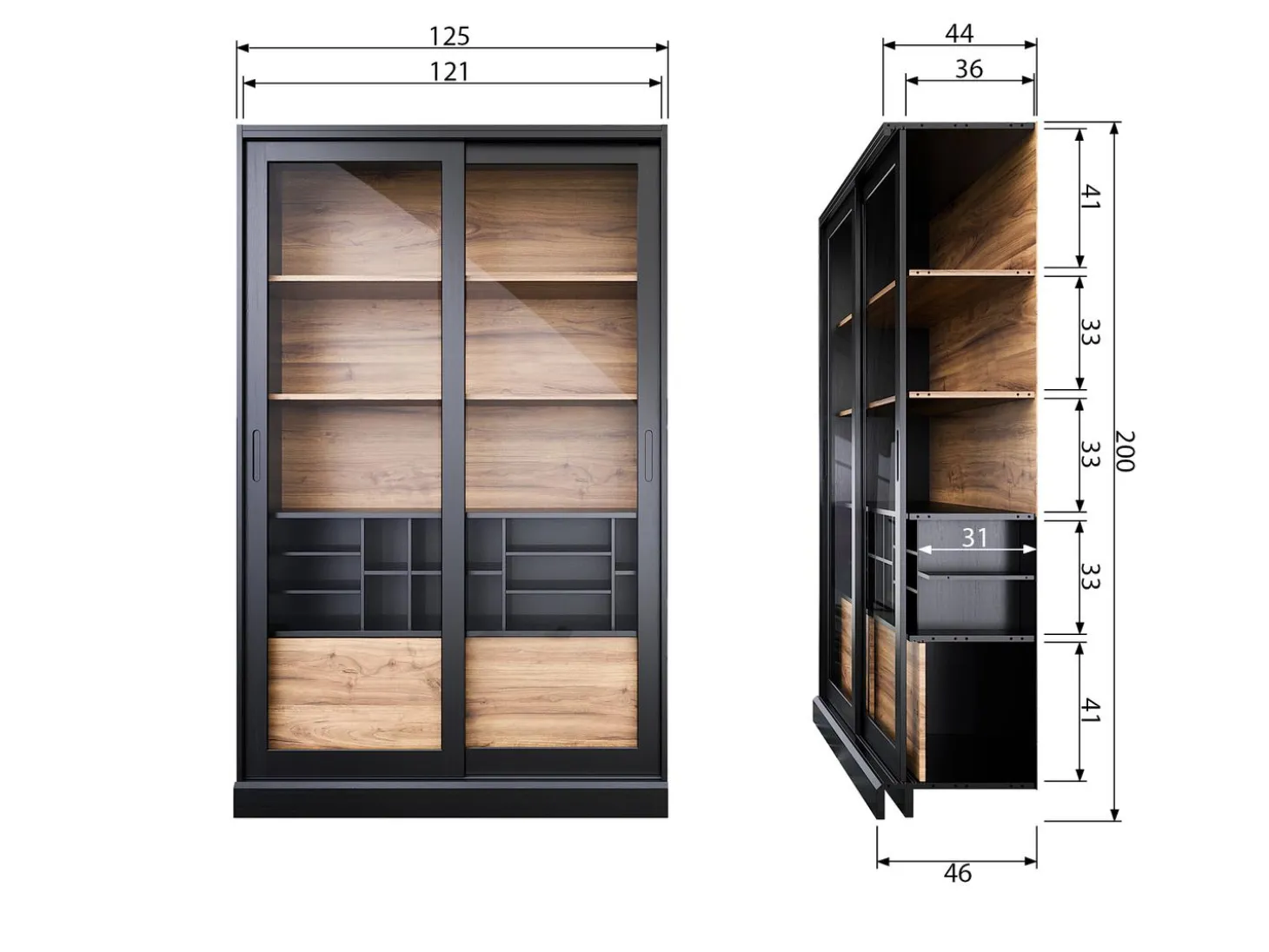 james-vitrinekast-zwartwalnoot-maqWlHmk-6.webp Sale WOOOD James Vitrinekast Zwart/walnoot