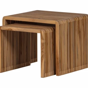 Discount WOOOD Jasmijn Bijzettafel Recycled Teak Naturel - Set Van 2