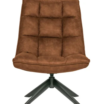 Outlet WOOOD Jouke Draaifauteuil Leerlook Cognac