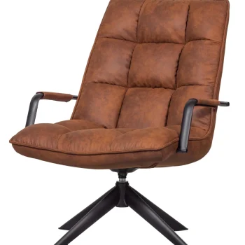 Fashion WOOOD Jouke Draaifauteuil Met Armleuning Leerlook Cognac