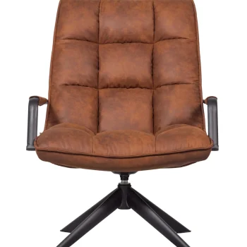 Fashion WOOOD Jouke Draaifauteuil Met Armleuning Leerlook Cognac