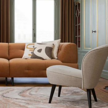 Hot WOOOD Lloyd 4-zits Bank Velvet Kaneel