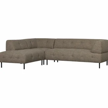 Clearance WOOOD Lloyd Hoekbank Links Grof Geweven Donkerbruin Melange