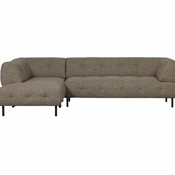 Clearance WOOOD Lloyd Hoekbank Links Grof Geweven Donkerbruin Melange