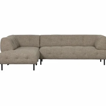 Best WOOOD Lloyd Hoekbank Links Grof Geweven Bruin Melange