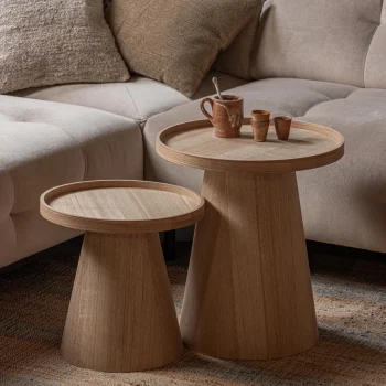 Outlet WOOOD Maud Bijzettafel Conisch Hout Naturel 38xø39 Cm