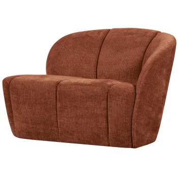 Fashion WOOOD Mojo 2-zits Bankje Rechts Ribstof Roestbruin