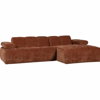 Best WOOOD Mojo Chaise Longue Bank Rechts Ribstof Roestbruin