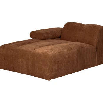 New WOOOD Mojo Chaise Longue Element Links Ribstof Roestbruin