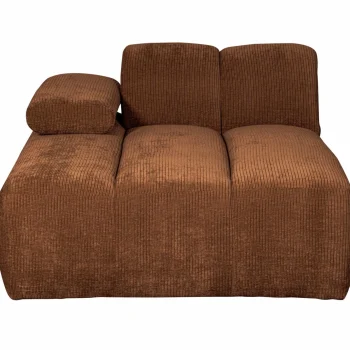 New WOOOD Mojo Chaise Longue Element Links Ribstof Roestbruin