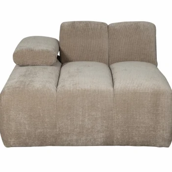 Online WOOOD Mojo Chaise Longue Element Links Ribstof Donkerzand
