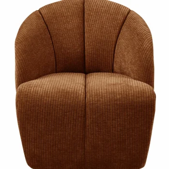 Fashion WOOOD Mojo Draaifauteuil Ribstof Roestbruin