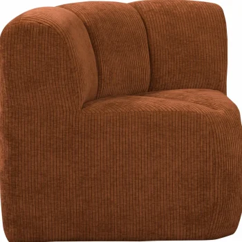 Clearance WOOOD Mojo Eetbankje Hoek Met Rugleuning Ribstof Roestbruin