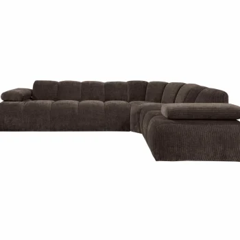 Fashion WOOOD Mojo Hoekbank Rechts Ribstof Bruin