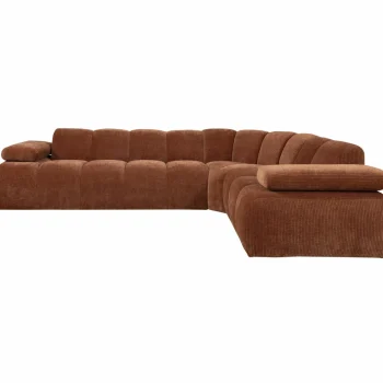 Outlet WOOOD Mojo Hoekbank Rechts Ribstof Roestbruin