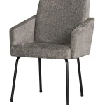 Fashion WOOOD Mount Eetkamerstoel Met Armleuning Grof Geweven Stof Taupe