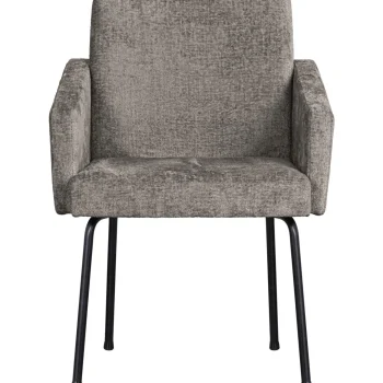 Fashion WOOOD Mount Eetkamerstoel Met Armleuning Grof Geweven Stof Taupe