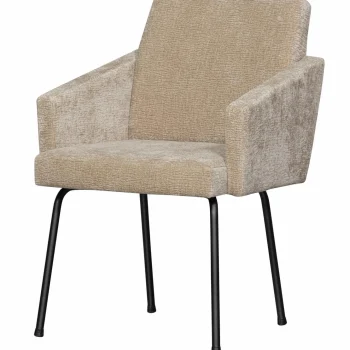 Fashion WOOOD Mount Eetkamerstoel Met Armleuning 3D Chenille Zand