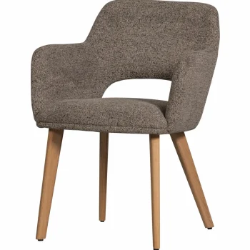 Clearance WOOOD Murat Eetkamerstoel Met Houten Poot Naturel Taupe