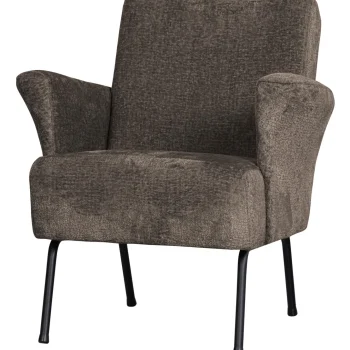 Hot WOOOD Muse Fauteuil Grof Geweven Stof Grijs/bruin