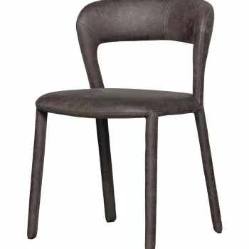 Outlet WOOOD Noble Eetkamerstoel Leerlook Zwart/grijs