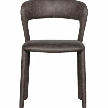 Outlet WOOOD Noble Eetkamerstoel Leerlook Zwart/grijs