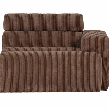 Discount WOOOD Novi 1-zits Element Arm Rechts Ribstof Mokkabruin