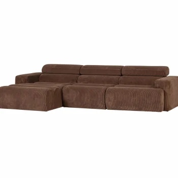 Best WOOOD Novi Chaise Longue Bank Links Ribstof Mokkabruin