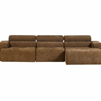Fashion WOOOD Novi Chaise Longue Bank Rechts Karamelbruin Melange Karamel Melange
