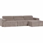 Clearance WOOOD Novi Chaise Longue Bank Rechts Ribstof Zand