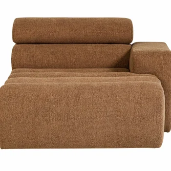 Best WOOOD Novi Chaise Longue Element Arm Rechts Bouclé Bruin Karamel