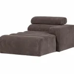 Best WOOOD Novi Chaise Longue Element Arm Rechts Ribstof Grijsbruin Grijs/bruin