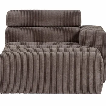 Best WOOOD Novi Chaise Longue Element Arm Rechts Ribstof Grijsbruin Grijs/bruin