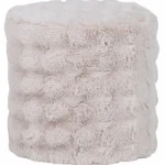 Fashion WOOOD Olven Poef Hoog Fluffy Stof Naturel