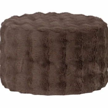 Online WOOOD Olven Poef Laag Fluffy Stof Bruin