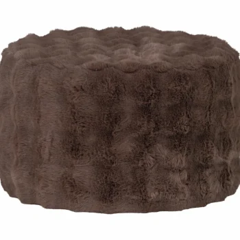 Online WOOOD Olven Poef Laag Fluffy Stof Bruin