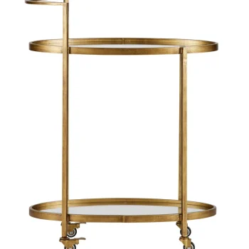 New WOOOD Push Trolley Metaal Antique Brass