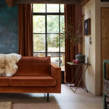 Fashion WOOOD Rodeo Bank 3-zits Velvet Roest