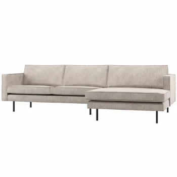 Outlet WOOOD Rodeo Chaise Longue Bank Rechts Ribstof Ecru